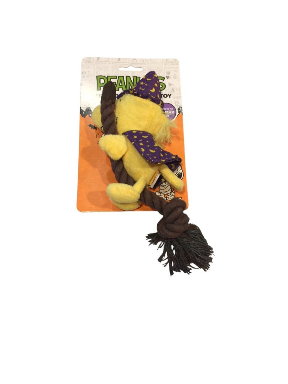 Peanuts Snoopy Halloween 10" Woodstock Witch Rope Squeak Toy